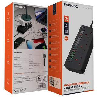چندراهی برق 3 سوکت و شارژر پرودو مدل PDFWCH013